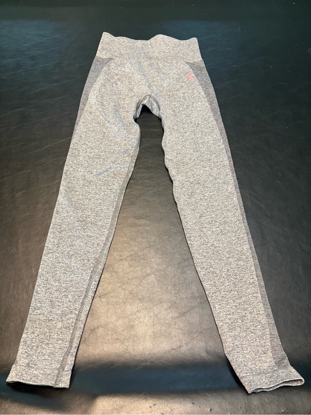 Gymshark Gray Heather High-Waist Leggings with Pink Logo Size Small
